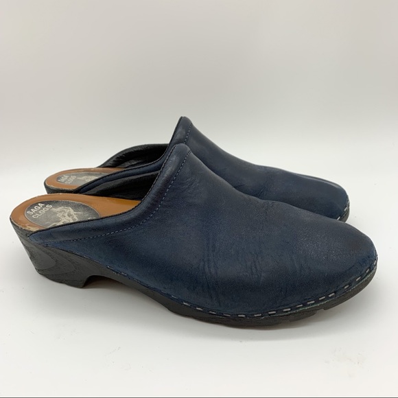 navy clogs mules